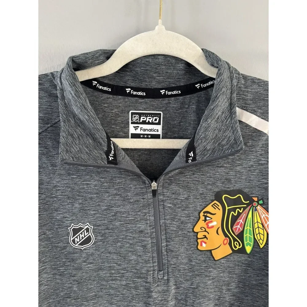 Chicago Blackhawks‎ Fanatics  PRO NHL  Quarter Zip Pullover Sweatshirt   Medium
